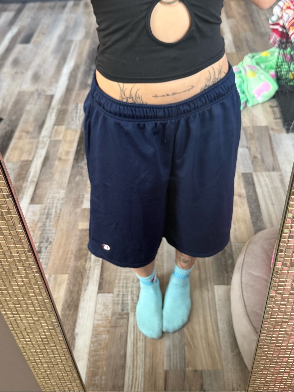 Navy blue basketball shorts
